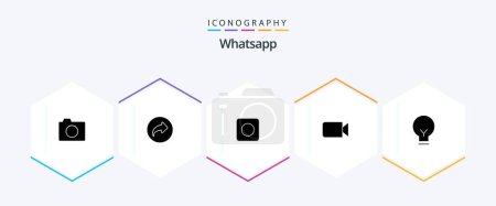 Téléchargez les illustrations : Whatsapp 25 pack d'icônes Glyphe y compris basique. lumière. app. ui. image - en licence libre de droit