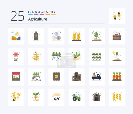 Illustration for Agriculture 25 Flat Color icon pack including plant. agriculture. straw. grain. farming - Royalty Free Image
