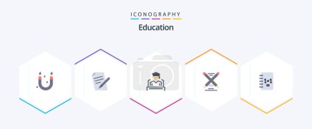 Ilustración de Education 25 Pack de iconos planos con bloc de notas +. educación. educación. Escribir. pluma - Imagen libre de derechos