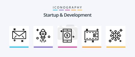 Illustration for Startup And Develepment Line 5 Icon Pack Including . cash. image. money. video. Creative Icons Design - Royalty Free Image