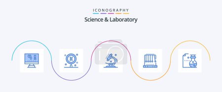 Illustration for Science Blue 5 Icon Pack Including chemistry. physics. search. pendulum. science - Royalty Free Image