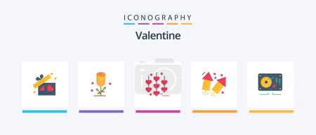 Téléchargez les illustrations : Valentine Flat 5 Icon Pack Including love. love. flower. day. valentine. Creative Icons Design - en licence libre de droit