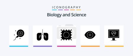 Téléchargez les illustrations : Biology Glyph 5 Icon Pack Including . eye. monitor. Creative Icons Design - en licence libre de droit