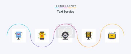 Illustration for Taxi Service Flat 5 Icon Pack Including online. sign. customer. parking. person - Royalty Free Image