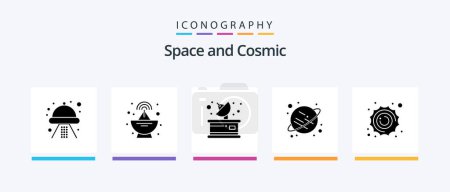 Illustration for Space Glyph 5 Icon Pack Including space. astronomy. media. sun. saturn. Creative Icons Design - Royalty Free Image