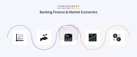 Ilustración de Banca Finanzas y Economía de Mercado Glyph 5 Icon Pack Incluyendo noticias. financiero. Donación. negocios. pago - Imagen libre de derechos