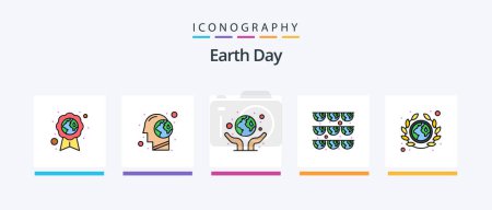 Illustration for Earth Day Line Filled 5 Icon Pack Including ecology. warming. solar. global. recycle. Creative Icons Design - Royalty Free Image
