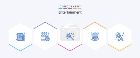 Illustration for Entertainment 25 Blue icon pack including snack. popcorn. sport. award. star - Royalty Free Image