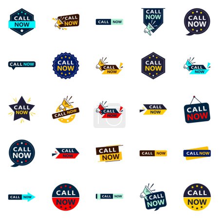 Illustration for Call Now 25 Fresh Typographic Elements for a modern call to action campaign - Royalty Free Image