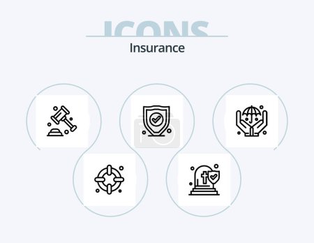 Ilustración de Línea de seguros Icon Pack 5 Icon Design. .. la vida. seguro. seguro. seguridad - Imagen libre de derechos