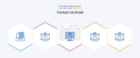 Illustration for Email 25 Blue icon pack including . mail. envelope. email. letter - Royalty Free Image