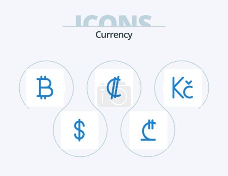 Illustration for Currency Blue Icon Pack 5 Icon Design. . coin. btc. koruna. currency - Royalty Free Image