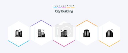 Ilustración de City Building 25 Glyph icon pack including . building. . estate - Imagen libre de derechos
