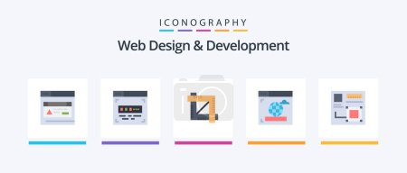 Téléchargez les illustrations : Web Design And Development Flat 5 Icon Pack Including web. design. designing tool. browser. web. Creative Icons Design - en licence libre de droit