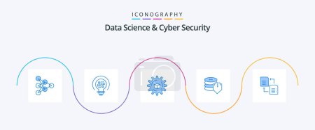 Illustration for Data Science And Cyber Security Blue 5 Icon Pack Including file. secure. atoumated. security. shield - Royalty Free Image
