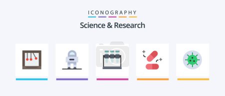 Illustration for Science Flat 5 Icon Pack Including . disease. lab. bacteria. tablets. Creative Icons Design - Royalty Free Image