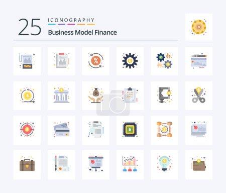 Ilustración de Finance 25 Flat Color icon pack including work. money. report. making. transaction - Imagen libre de derechos