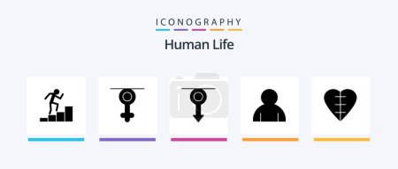 Téléchargez les illustrations : Human Glyph 5 Icon Pack Including human heart. heart. human. user. human. Creative Icons Design - en licence libre de droit