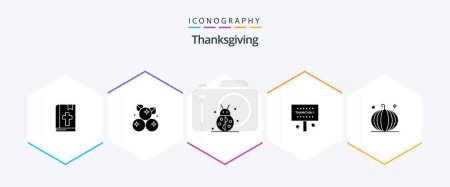 Illustration for Thanksgiving 25 Glyph icon pack including thanks. thank. autumn. sign. winter - Royalty Free Image