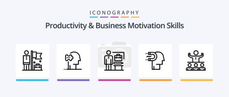 Illustration for Productivity And Business Motivation Skills Line 5 Icon Pack Including mind. boosting. winners. ability. professional ability. Creative Icons Design - Royalty Free Image