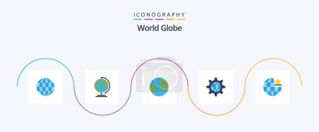 Ilustración de Globe Flat 5 Icon Pack Incluye internet. global. globo. Ajuste. internet - Imagen libre de derechos