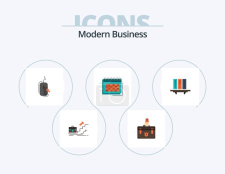 Ilustración de Modern Business Flat Icon Pack 5 Icon Design. online. click. briefcase. mouse. marketing - Imagen libre de derechos