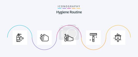Illustration for Hygiene Routine Line 5 Icon Pack Including . wash. cosmetic. shower. bathroom - Royalty Free Image