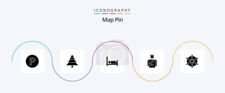 Illustration for Map Pin Glyph 5 Icon Pack Including . ship wheel. patient. ship. service - Royalty Free Image