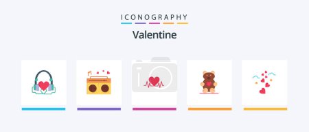 Illustration for Valentine Flat 5 Icon Pack Including heartbeat. day. love. valentines. wedding. Creative Icons Design - Royalty Free Image