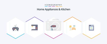 Illustration for Home Appliances And Kitchen 25 Flat icon pack including laundry. sofa. machine. room. blender - Royalty Free Image