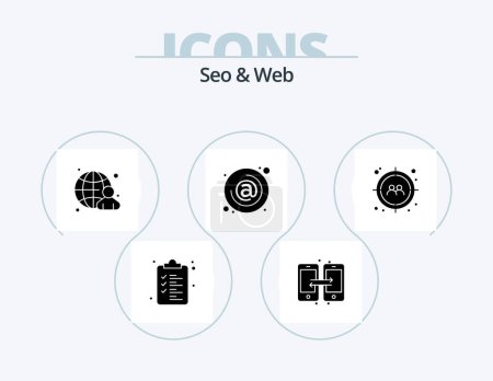 Ilustración de Diseño de iconos Seo y Web Glyph Icon Pack 5. objetivo. Correo. globo. Correo electrónico. a - Imagen libre de derechos