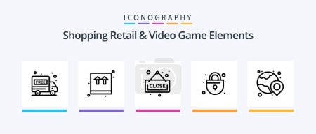 Illustration for Shoping Retail And Video Game Elements Line 5 Icon Pack Including . jewel. computer . jewelry. diamond. Creative Icons Design - Royalty Free Image