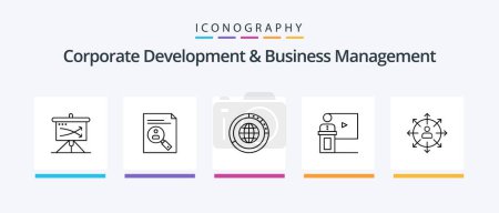 Ilustración de Corporate Development And Business Management Line 5 Icon Pack Including manager. data. cooperation. chart. team. Creative Icons Design - Imagen libre de derechos