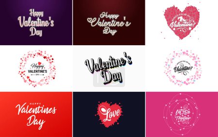 Téléchargez les illustrations : Love word art design with a heart-shaped background and a sparkling effect - en licence libre de droit