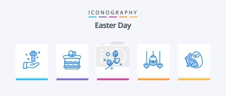 Illustration for Easter Blue 5 Icon Pack Including egg. easter. egg. heart. holiday. Creative Icons Design - Royalty Free Image