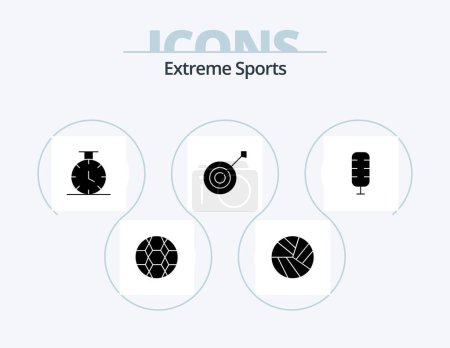 Téléchargez les illustrations : Sport Glyph Icon Pack 5 Icon Design. . sport. time. commentator. trophy - en licence libre de droit