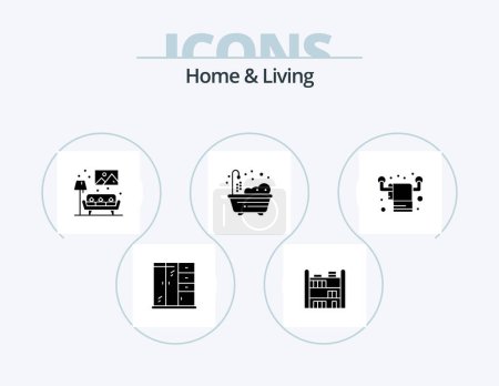 Illustration for Home And Living Glyph Icon Pack 5 Icon Design. . living. sofa. interior. shower - Royalty Free Image