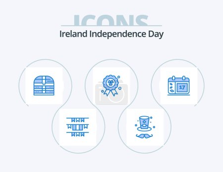 Ilustración de Irlanda Día de la Independencia Blue Icon Pack 5 Icon Design. Fecha. Calendario. caja. Irlanda. premio - Imagen libre de derechos