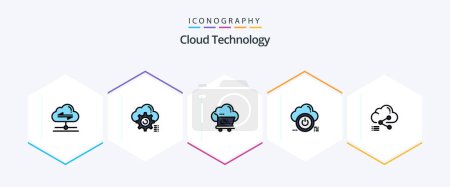 Illustration for Cloud Technology 25 FilledLine icon pack including cloud. close. configure. shutdown. ecommerece - Royalty Free Image