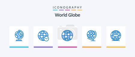 Ilustración de Globe Blue 5 Icon Pack Incluye internet. global. global. Tierra. Geografía. Diseño de iconos creativos - Imagen libre de derechos