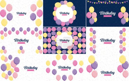 Illustration for ColorfulHappy Birthday announcement poster. flyer. and greeting card in a flat style vector illustration - Royalty Free Image