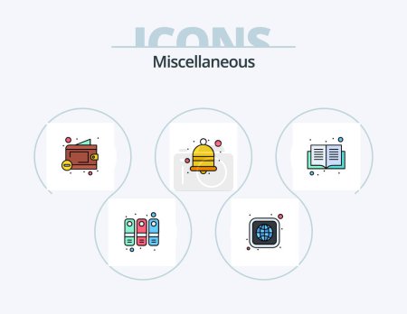 Téléchargez les illustrations : Miscellaneous Line Filled Icon Pack 5 Icon Design. time. apps. open email. email - en licence libre de droit