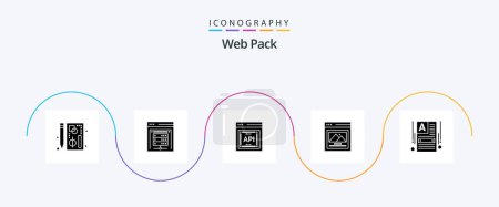 Illustration for Web Pack Glyph 5 Icon Pack Including making website. picture. data storage. custom image. software - Royalty Free Image