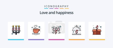 Illustration for Love Line Filled 5 Icon Pack Including love. box. love. package. gift. Creative Icons Design - Royalty Free Image