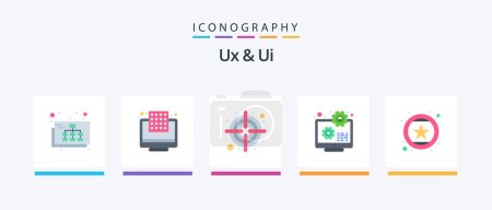 Téléchargez les illustrations : Ux And Ui Flat 5 Icon Pack Including favorite like. development. darts. code. laptop. Creative Icons Design - en licence libre de droit