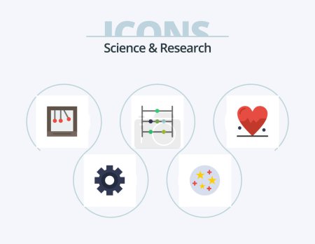 Illustration for Science Flat Icon Pack 5 Icon Design. . science. cradle. heart. science - Royalty Free Image