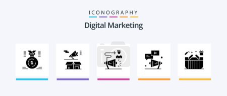 Téléchargez les illustrations : Digital Marketing Glyph 5 Icon Pack Including video. megaphone. box. announcement. target. Creative Icons Design - en licence libre de droit