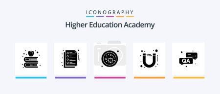 Illustration for Academy Glyph 5 Icon Pack Including . question. study. qa. study. Creative Icons Design - Royalty Free Image