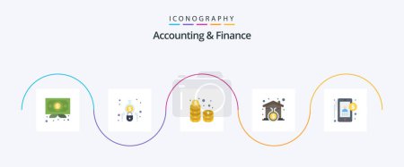 Illustration for Accounting And Finance Flat 5 Icon Pack Including accountant. signature. coins. mortgage. investment - Royalty Free Image