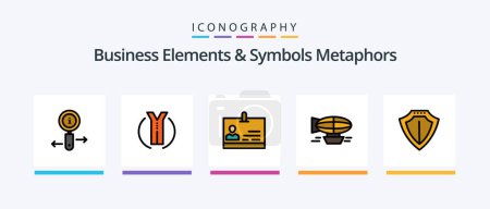 Téléchargez les illustrations : Business Elements And Symbols Metaphors Line Filled 5 Icon Pack Including control. item. box. shipping. cart. Creative Icons Design - en licence libre de droit